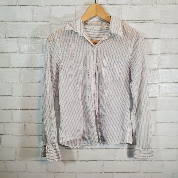 AEO sheer full-button down blouse - Picture 3 of 13